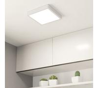 Eglo LED Ceiling Light Fitting Fueva 6, Square Ceiling lamp, Bathroom Lighting, Flush luminaire Made of Plastic in Black and White, Warm White-Cold White, IP44, 22 x 22 cm