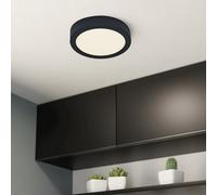 Eglo LED Ceiling Light Fitting Fueva 6, Round Ceiling lamp, Bathroom Lighting, Flush luminaire Made of Plastic in Black and White, Warm White-Cold White, IP44, Ø 16.5 cm