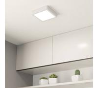 Eglo LED Ceiling Light Fitting Fueva 6, Square Ceiling lamp, Bathroom Lighting, Flush luminaire Made of Plastic in White, Warm White-Cold White, IP44, 15 x 15 cm