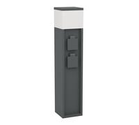 Eglo Garden Socket Pillar with Light Park 5, Distribution Socket for Underground Cable, Outdoor Power Distributor with 2 sockets and lamp, Aluminium in Anthracite, IP54