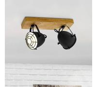 EGLO Gatebeck downlight, wood/black, 2-bulb, wood