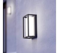 Eglo LED Outdoor wall Light Grottazzolina, Motion Sensor | rectangular porch lamp, outside lighting, aluminium frame in black, warm - neutral - cool white, IP65