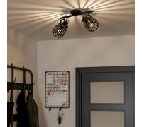 Eglo Ceiling Light Fixture Girona - 2-Light Swivel Spotlight Bar, Black & Brushed Brass, E27