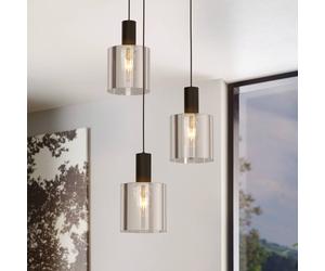 EGLO Gorosiba hanging light, black, Ø 41 cm, steel/glass, 3-bulb.