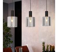EGLO Gorosiba hanging light, black, length 85 cm, steel/glass, 3-bulb