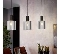 Eglo Gorosiba Pendant Light - Black Steel & Smoked Glass Shades, E27 Black
