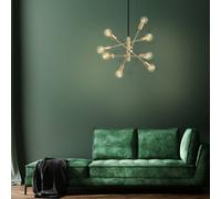 Eglo Pendant Lighting Gradoli, 8 Bulb Ceiling Light Fitting Made of Brushed Brass, Metal Chandelier for Dining and Living Room, E27 Socket, Ø 28 inches