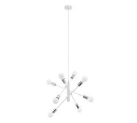 EGLO Gradoli Pendant Light, 8-Bulb Pendant Light, Metal Pendant Light in White and Chrome, Dining Table Lamp, Living Room Lamp Hanging with E27 Socket, Diameter 71 cm