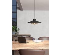 Eglo Pendant Lighting Grizedale, Ceiling Light Fitting for Dining Room, Hanging lamp in Japandi Design Made of Metal in Black and Brass, E27 Socket, Ø 20"