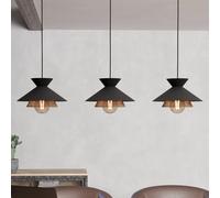 EGLO Grizedale pendant light, 3-bulb, black/brass