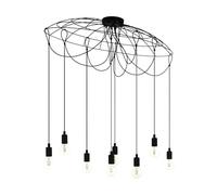 EGLO Hogsmill Pendant Light, 8-Bulb Pendant Lamp, Vintage, Industrial, Retro, Steel Pendant Light in Black, Dining Table Lamp, Living Room Lamp, Hanging with E27 Socket