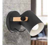 EGLO Hornwood wall light with wooden detail, black