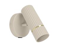 Eglo Indoor Wall lamp Caminia, Wall Light with swivelling Spotlight, Wall spot with Switch, Bedroom Lighting, Metal in Beige and Gold, GU10 Bulb, Warm White