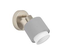 Eglo Indoor Wall Light Bellizzi, Wall lamp with swivelling Spotlight, Wall spot Made of Textile in Silver, Grey and White, Living Room and Bedroom Lighting, E14 Socket