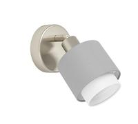 Eglo Indoor Wall Light Bellizzi, Wall lamp with swivelling Spotlight, Wall spot Made of Textile in Silver, Grey and White, Living Room and Bedroom Lighting, E14 Socket