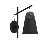 EGLO Indoor Wall Light Canterras, Wall Lamp Made of Black Metal and Grey and White Terrazzo, Living Room and Hallway Lighting Fixture, E27 Socket
