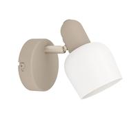Eglo Indoor Wall Light Corato, Mounted Lamp with Adjustable Spot, Metal Spotlight in Sand and Silver, White Glass, Living Room Bedroom Lamp, E14 Socket