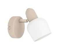 Eglo Indoor Wall Light Corato, Wall Lamp with Adjustable Spot, Metal Wall Spotlight in Sand and Silver, White Glass, Living Room and Bedroom Lamp, E14 Socket