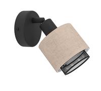 Eglo Indoor Wall Light Rosley, Wall lamp with swivelling Spotlight, Wall spot Made of Textile in Natural and Black Metal, Living Room and Bedroom Lighting, E14 Socket