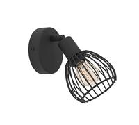 Eglo Indoor Wall Light Sonnino, Wall lamp with swivelling Spotlight, Wall spot Industrial Made of Black Metal, Living Room and Bedroom Lighting, E14 Socket