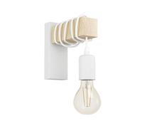 Eglo Indoor Wall Light Townshend, Vintage Wall lamp in Industrial Design, Retro Lighting Made of Steel and Wood, Colour White, Brown, Socket E27, FSC Certified