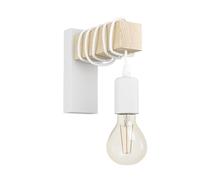 Eglo Indoor Wall Light Townshend, Vintage Wall lamp in Industrial Design, Retro Lighting Made of Steel and Wood, Colour White, Brown, Socket E27, FSC Certified