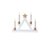 EGLO Julle LED Candle Holder Decorative Light Christmas Pyramid Made of Wood, Plastic in White, Gold, Plastic in White Warm White