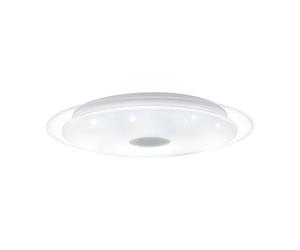 EGLO Lanciano 1 LED Ceiling Light, 1 Bulb Wall Light with Crystal Effect, Steel, Plastic, White, Transparent, Remote Control, Colour Temperature Change (Warm - Cold), Diameter 40 cm