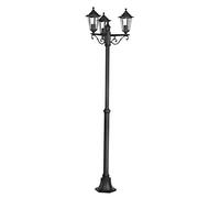 EGLO Laterna 4 Lamppost, 3-Flame Victorian Style Outdoor Lantern, Black Cast Aluminium and Glass Garden and Driveway Lighting, E27 Socket, IP44