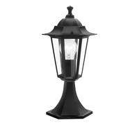 Eglo Laterna 4 Outdoor Lamp, 6 Panel Pedestal Light, Black Cast Aluminium and Glass Base, E27 Socket, IP44