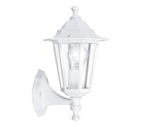Eglo Laterna 5 Outdoor Wall Lamp, White Cast Aluminium and Glass Exterior Lantern Light, E27 Socket, IP44