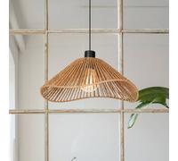 EGLO Lavister pendant light, Ø 39 cm, black/natural, paper