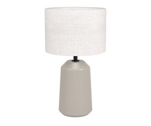 EGLO LED bedside lamp Capalbio, light fixture with fabric lampshade, living room and bedroom lighting, sand coloured ceramic and white textile, E27 fitting