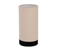 EGLO LED bedside lamp Feniglia, cylindrical light fixture, living room and bedroom lighting, natural coloured linen and black metal, E27 fitting