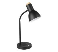 EGLO LED Bedside lamp Veradal-QI, Side Table Light with Wireless QI Charger, Touch dimmable Living Room and Bedroom Lighting Made of Natural Wood, Black and Cream Coloured Metal, Warm White