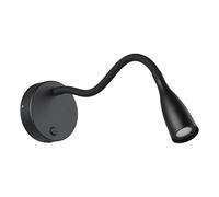 Eglo LED Bedside Wall Light Olivandino 1, Indoor Reading lamp with Adjustable swan Neck, Switch and USB Charging Function, Bedroom and Living Room Lighting, Black Metal, Warm White