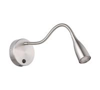 Eglo LED Bedside wall Light Olivandino 1, Warm White | indoor reading lamp with adjustable swan neck, switch and USB charging function, bedroom and living room lighting, silver