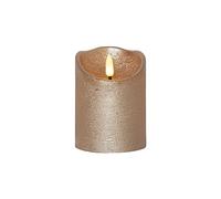 EGLO LED Candle, Flickering Candle Light with Timer Function, Battery-Operated Christmas Decoration Flame, Pillar Candle Made of Real Wax in Gold, Electric Wax Candle, Warm White, 10 cm, 411498