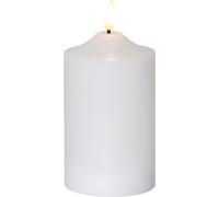 EGLO LED Candle, Flickering Candle Light with Timer Function, Battery Operated Christmas Decoration with Flame, Artificial Pillar Candle Made of Real Wax in White, Electric Wax Candle Warm White, 15