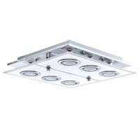 Eglo LED Ceiling lamp Cabo, 6-Light Ceiling Spotlight, Stainless Steel and Frosted Glass, Living Room lamp in Chrome, White, Clear, Kitchen or Hallway lamp with GU10 Socket, 34 x 34 cm