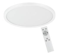 EGLO LED ceiling lamp Campaspero, dimmable light fitting with remote control, round flush mount kitchen, office and hallway lighting made of white plastic, warm-cool white, Ø 12”