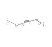 Eglo LED Ceiling Lamp Cardillo, 6-Light Ceiling Spotlight, Aluminium, Metal and Plastic, Living Room Light in Chrome, Warm White LED Hallway Lamp