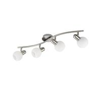 Eglo LED Ceiling Lamp Comba, Ceiling Spotlight, Steel in Matt Nickel, Opal Matt Glass in White E14 Socket
