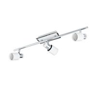 Eglo LED Ceiling Lamp Davida, 3-Light Ceiling Fixture, Metal Ceiling spot in Chrome and White, Living Room lamp, Spots with GU10 Bulbs, Warm White