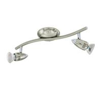 Eglo LED Ceiling Lamp Magnum LED, 2-Light Ceiling Spotlight, Metal Ceiling Fixture, Living Room lamp in Matte Nickel, Chrome, Spots Including GU10