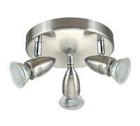 Eglo LED Ceiling lamp Magnum LED, 3-Light Ceiling Spotlight, Metal Ceiling luminaire, Living Room lamp in matt Nickel, Chrome, Spots Including GU10 Bulbs, Warm White, Ø 18 cm