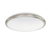 EGLO LED ceiling lamp Manilva, single-flame ceiling light | wall lamp with decorative ring in matte nickel, material: steel and plastic, colour: matte nickel, white, Ø: 30 cm