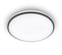 Eglo LED Ceiling Lamp Marunella, Wall Lamp Ø 34 cm Dimmable in Steps, Ceiling Light Made of Steel in Black and Plastic in White, Living Room Lamp, Neutral White