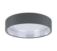 Eglo LED Ceiling lamp Palomaro, Round Fabric Ceiling Light, White Plastic and Anthracite Textile, Silver, Warm White, Ø 32 cm