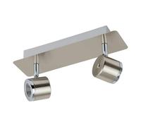 EGLO LED ceiling lamp Pierino, ceiling spotlight, steel in matt nickel | chrome, warm white